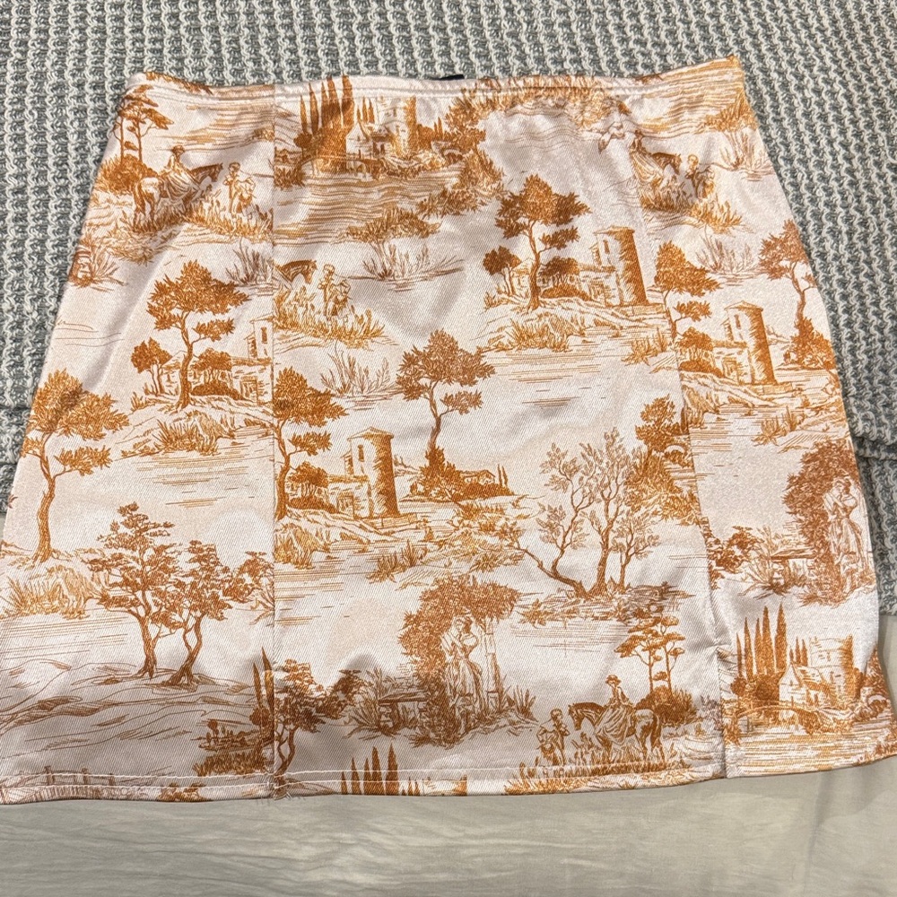Urban Outfitters Elegant Scenic Print Pencil Skirt - Orange
